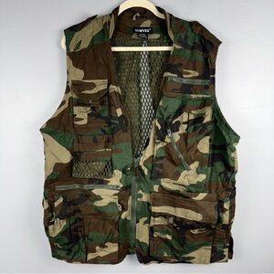 Humvee Campco Woodland Camo Safari Hunting Fishing‎ Photo Vest Mens Large